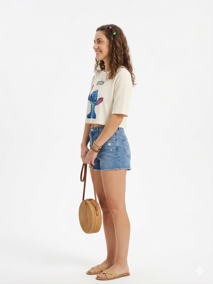Women’s Beige Crop Top | Soft Stretch Fabric | Everyday Comfort & Style by EEYEE in Beige - product view 2