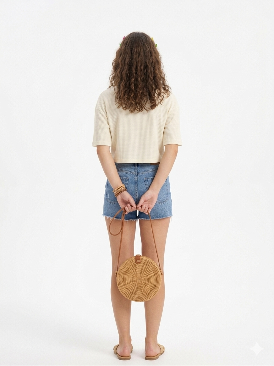 Women’s Beige Crop Top | Soft Stretch Fabric | Everyday Comfort & Style by EEYEE in Beige - product view 3