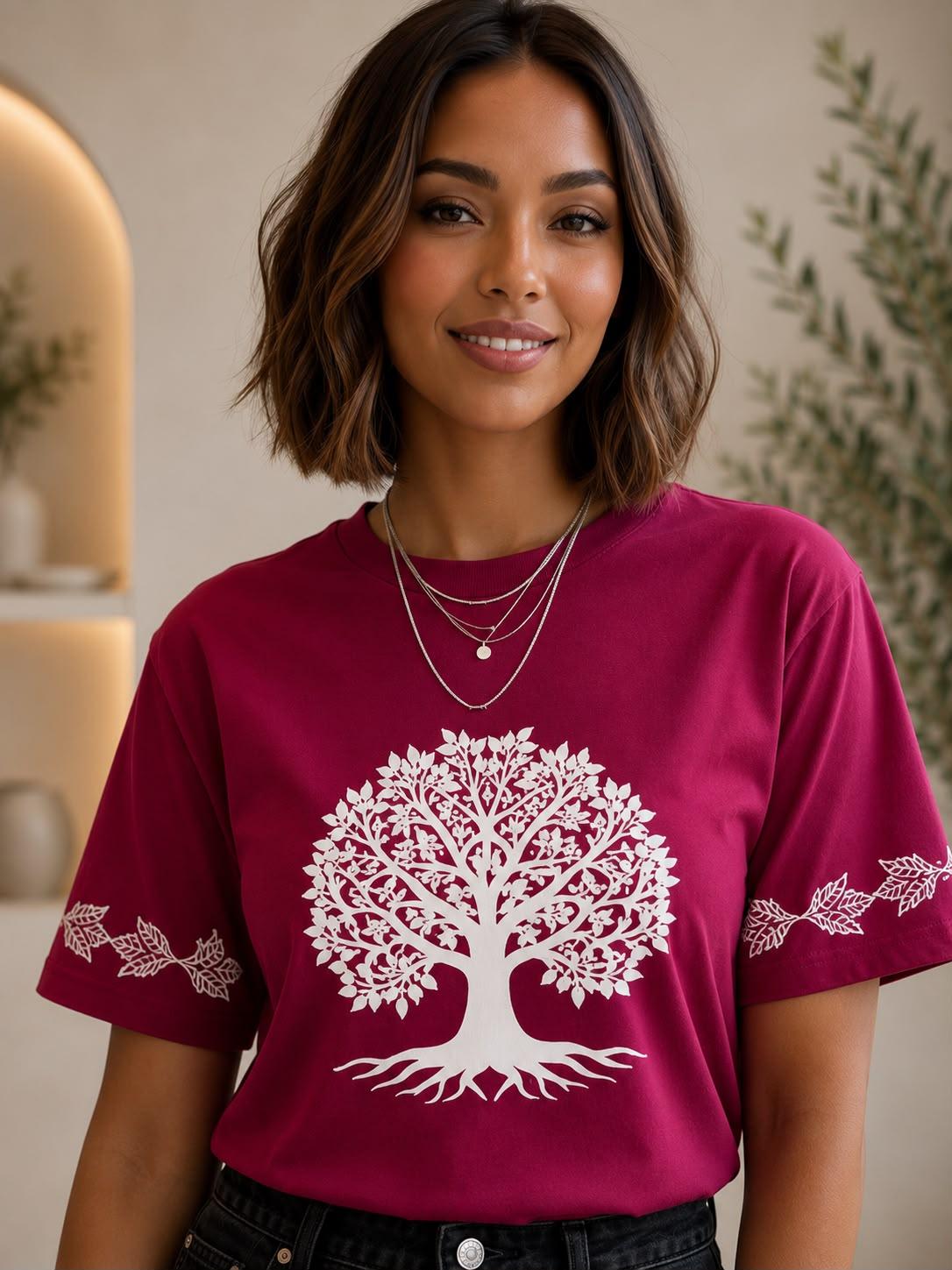 Premium Graphic T-Shirt – Wine | 100% Cotton | Regular Fit by EEYEE in pink - front product view